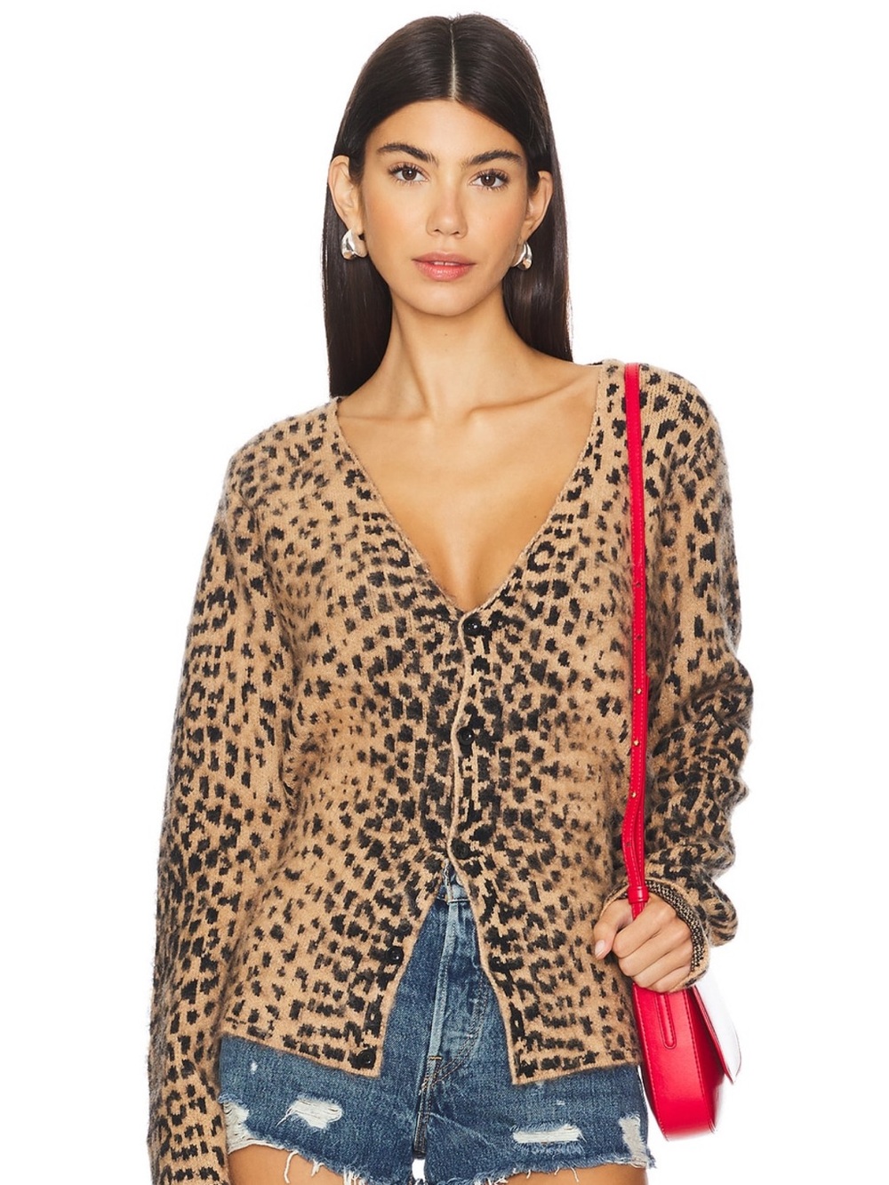 Jaded London Leopard-Print V-Neck Cardigan - Tan & Black